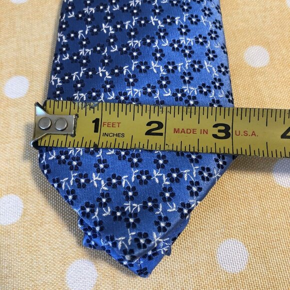 SOLD MENS THOMAS PINK TIE 100% SILK MADE IN Morocco 3.25” Blue Floral - Picture 4 of 8